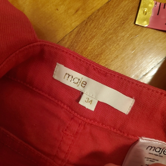 Maje Rira Red Denim Overall Style Button Down Mini Dress size XS. - Picture 8 of 14